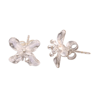 Sterling silver stud earrings, 'Glorious Simplicity' - Floral Sterling Silver Stud Earrings from Bali