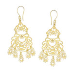 Gold plated sterling silver chandelier earrings, 'Real Beauty' - Artisan Crafted Gold Plated Sterling Silver Earrings