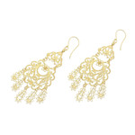 Gold plated sterling silver chandelier earrings, 'Real Beauty' - Artisan Crafted Gold Plated Sterling Silver Earrings