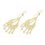 Gold plated sterling silver chandelier earrings, 'Simply Glamorous' - Handmade Gold Plated Sterling Silver Chandelier Earrings