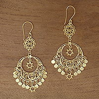 Gold plated sterling silver chandelier earrings, 'Daylight Queen' - Gold Plated Sterling Silver Chandelier Earrings
