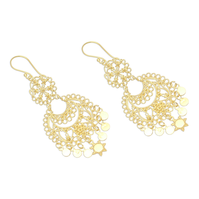 Vergoldete Kronleuchter-Ohrringe aus Sterlingsilber - Kronleuchter-Ohrringe aus Sterlingsilber, vergoldet mit 18 Karat Gold