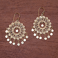 Gold plated sterling silver chandelier earrings, 'Tamiang' - 18k Gold Plated Sterling Silver Chandelier Earrings