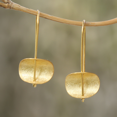 Gold plated sterling silver drop earrings, Urban Minimalism
