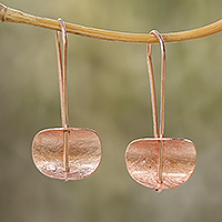 Pendientes colgantes de plata de ley chapados en oro rosa, 'Minimalismo urbano' - Pendientes colgantes modernos de plata de ley chapados en oro rosa