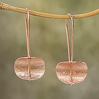 Pendientes colgantes de plata de ley chapada en oro rosa, 'Minimalismo urbano' - Pendientes colgantes modernos de plata de ley chapada en oro rosa