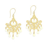 Gold plated sterling silver earrings, 'Peacock Plumes' - 18k Gold Plated Sterling Silver Chandelier Earrings