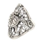 Sterling silver cocktail ring, 'Elegant Sea Turtle' - Sea Turtle Sterling Silver Cocktail Ring from Bali