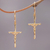 Gold plated sterling silver dangle earrings, 'Salvation Cross' - 18k Gold Plated Sterling Silver Crucifix Dangle Earrings (image 2) thumbail