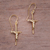 Gold plated sterling silver dangle earrings, 'Salvation Cross' - 18k Gold Plated Sterling Silver Crucifix Dangle Earrings (image 2b) thumbail