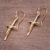 Gold plated sterling silver dangle earrings, 'Salvation Cross' - 18k Gold Plated Sterling Silver Crucifix Dangle Earrings (image 2c) thumbail