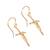 Gold plated sterling silver dangle earrings, 'Salvation Cross' - 18k Gold Plated Sterling Silver Crucifix Dangle Earrings (image 2d) thumbail