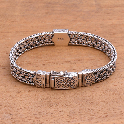 Sterling silver chain bracelet, 'Stronger' - Artisan Crafted Sterling Silver Chain Bracelet from Bali