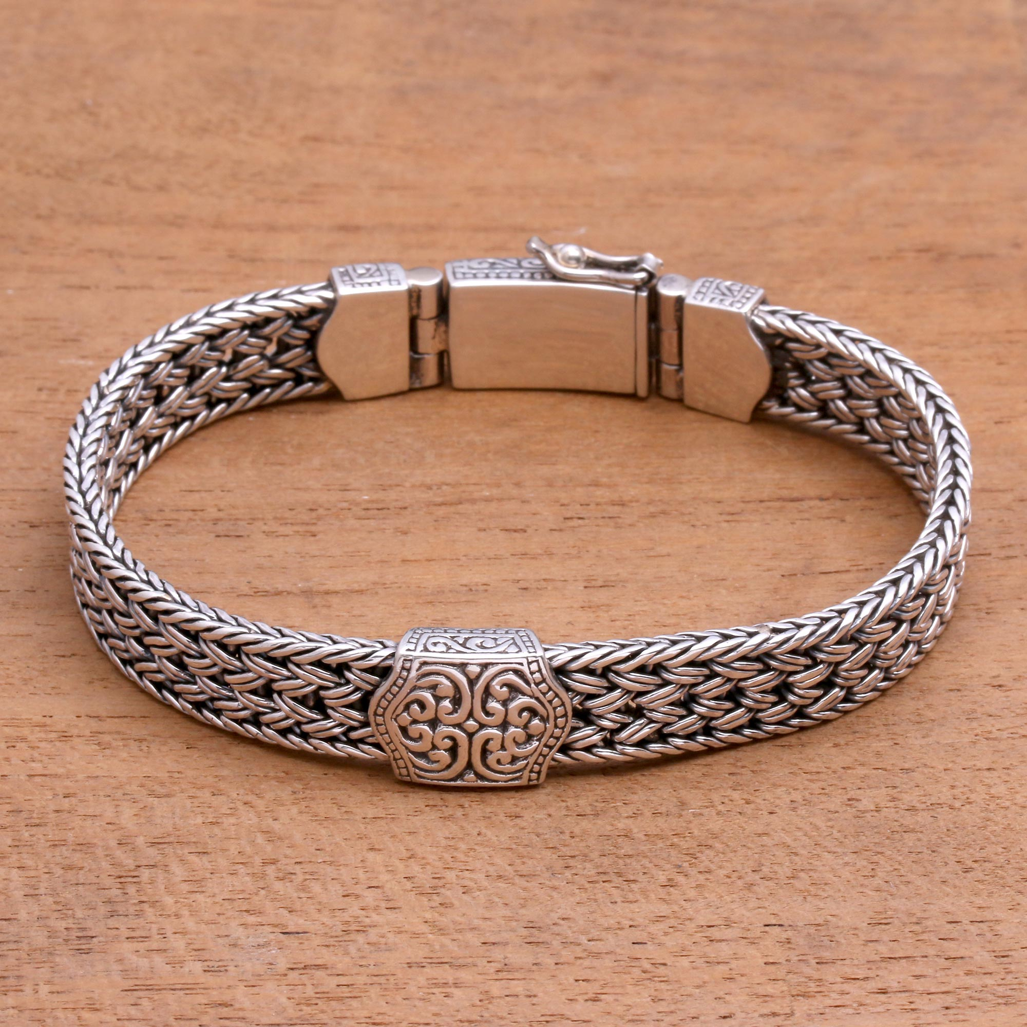 Artisan Crafted Sterling Silver Chain Bracelet From Bali Stronger Novica