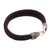 Men's leather and sterling silver braided wristband bracelet, 'Bun Claw in Brown' - Men's Leather and Sterling Silver Bracelet in Brown (image 2d) thumbail