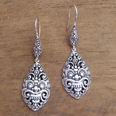 Sterling silver dangle earrings, 'Great Bhoma' - Sterling Silver Bhoma Dangle Earrings from Bali