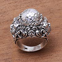 Men's sterling silver ring, 'Sidakarya Power' - Men's Cultural Sterling Silver Ring from Bali