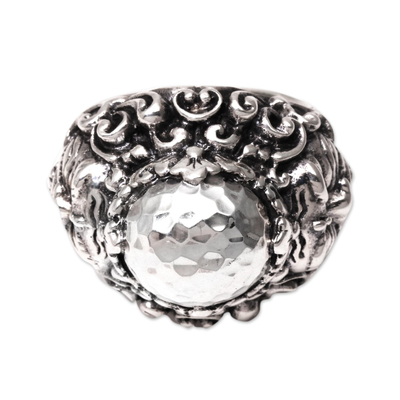Men's sterling silver ring, 'Sidakarya Power' - Men's Cultural Sterling Silver Ring from Bali