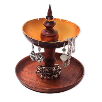 Suar Wood and Coconut Shell Jewelry Stand from Bali