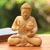Wood sculpture, 'Buddha's Fire' - Hand-Carved Wood Sculpture of Buddha Holding Fire (image 2) thumbail