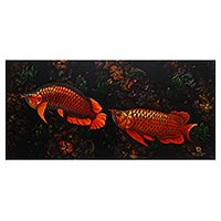 'Refreshing' (2010) - Signed Realist Arowana Fish Painting from Bali (2010)