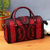 Cotton handbag, 'Banda Aceh in Crimson' - Embroidered Cotton Handbag in Crimson and Black from Bali