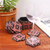Batik wood coasters, 'Hexagon Batik' (set of 6) - Truntum Motif Batik Wood Coasters from Java (Set of 6) (image 2) thumbail