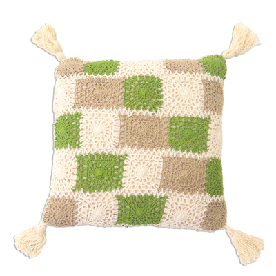 Gehäkelte Kissenbezüge aus Baumwolle, (Paar) - Gehäkelte Kissenbezüge aus Baumwolle mit quadratischem Muster (Paar)