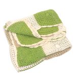 Crocheted cotton throw, 'Square Petals' - Square Pattern Crocheted Cotton Throw Blanket