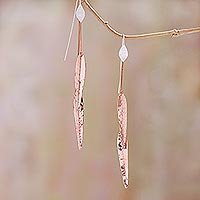 Sterling silver and copper dangle earrings, Summer Points