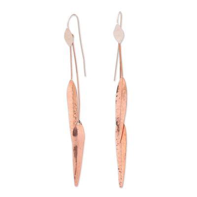 Sterling silver and copper dangle earrings, 'Summer Points' - Handcrafted Sterling Silver and Copper Dangle Earrings
