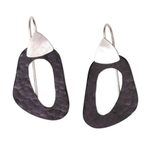 Sterling silver and copper dangle earrings, 'Dark Lakes' - Abstract Sterling Silver and Dark Copper Dangle Earrings