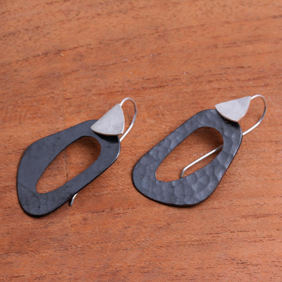 Ohrhänger aus Sterlingsilber und Kupfer - Abstrakte Ohrhänger aus Sterlingsilber und dunklem Kupfer
