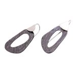 Sterling silver and copper dangle earrings, 'Dark Lakes' - Abstract Sterling Silver and Dark Copper Dangle Earrings
