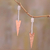 Sterling silver and copper dangle earrings, 'Glistening Triangles' - Triangular Sterling Silver and Copper Dangle Earrings thumbail