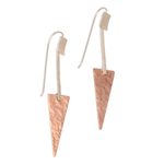 Sterling silver and copper dangle earrings, 'Glistening Triangles' - Triangular Sterling Silver and Copper Dangle Earrings