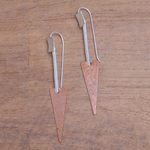 Sterling silver and copper dangle earrings, 'Glistening Triangles' - Triangular Sterling Silver and Copper Dangle Earrings