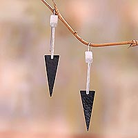 Sterling silver and copper dangle earrings, 'Dark Triangles'