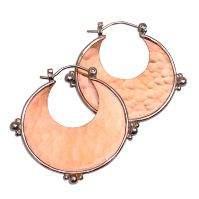 Pendientes aros de cobre bañados en oro rosa y plata de primera ley - pendientes de cobre chapado en oro rosa de 18 quilates y plata de ley