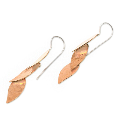 Copper dangle earrings, 'Modern Glisten' - Modern Copper Dangle Earrings Handcrafted in Bali