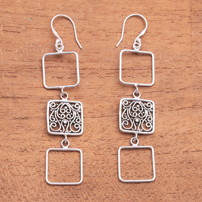 Sterling silver dangle earrings, Gorgeous Squares