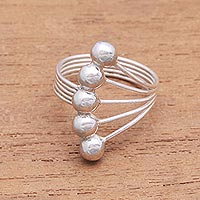 Sterling silver band ring, 'Shiny Constellation' - Bauble Motif Sterling Silver Band Ring from Bali
