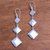 Sterling silver dangle earrings, 'Diamond Gleam' - Diamond Motif Sterling Silver Dangle Earrings from Bali thumbail