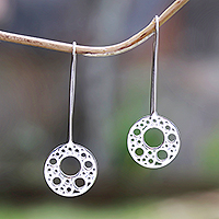 Sterling silver drop earrings, Circular Patterns