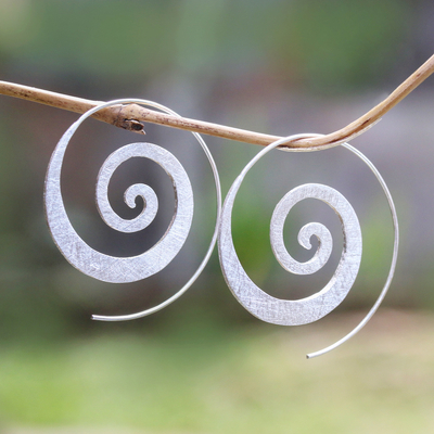 Sterling silver half-hoop earrings, Spiral Loop