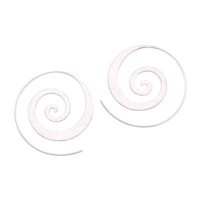 Spiral-Shaped Sterling Silver Half-Hoop Earrings from Bali