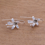 Sterling silver drop earrings, 'Bloom Time' - Handcrafted Floral Sterling Silver Drop Earrings from Bali