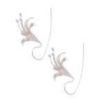 Sterling silver drop earrings, 'Bloom Time' - Handcrafted Floral Sterling Silver Drop Earrings from Bali