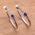 Amethyst half-hoop earrings, 'Beautiful Loops' - Amethyst Half-Hoop Earrings Crafted in Bali (image 2) thumbail