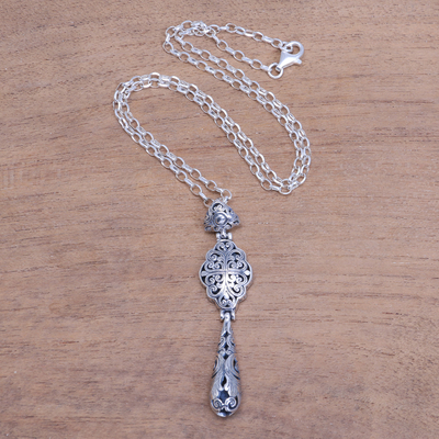 Sterling silver pendant necklace, 'Ubud Garden' - Vine Motif Sterling Silver Pendant Necklace from Bali